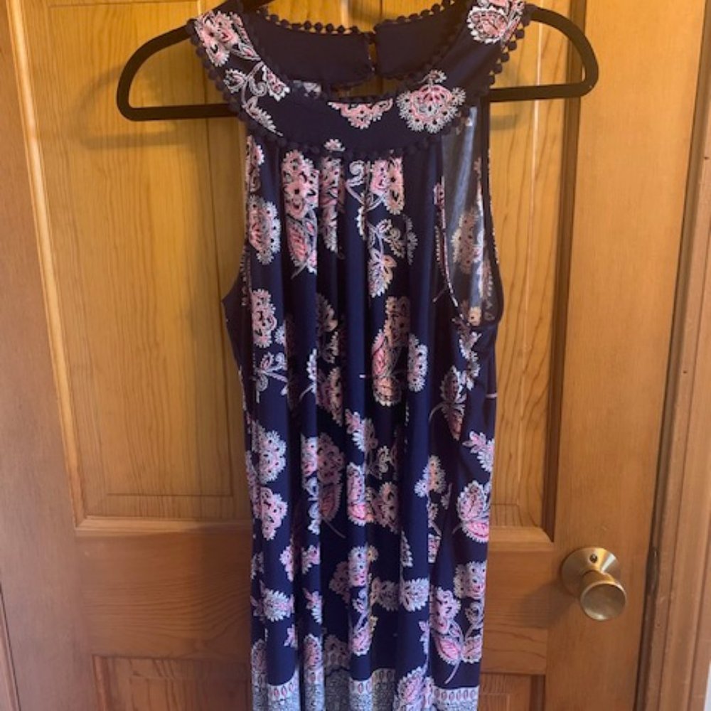 Navy and Pink Floral Highneck Sundress